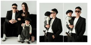 Top 5 studio chụp ảnh gia đình tại Hà Nội: chọn giữa studio, tại nhà và ngoại cảnh 9 Bố cục nhiều ảnh gia đình mặc đồ đen trong studio